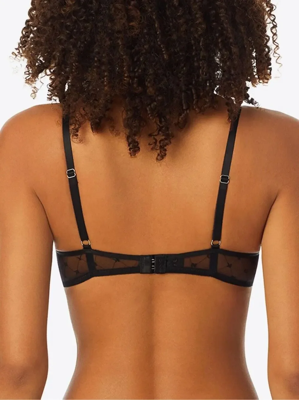 DKNY Monogram Mesh Unlined Demi Bra Black 34A